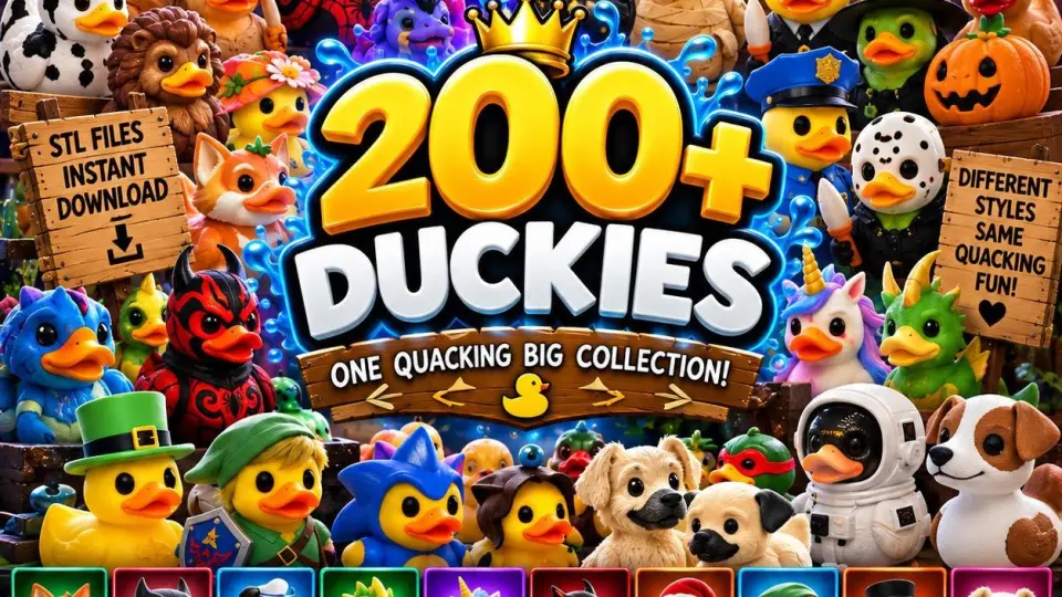 Pack de más de 200 archivos STL de patitos 3D coleccionables