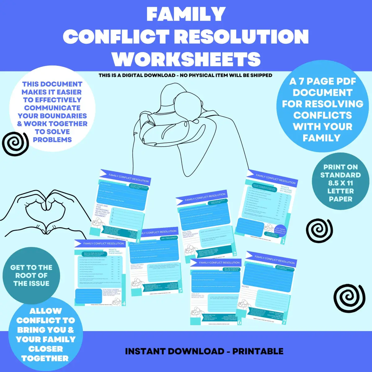 Hojas de trabajo de resolución de conflictos familiares