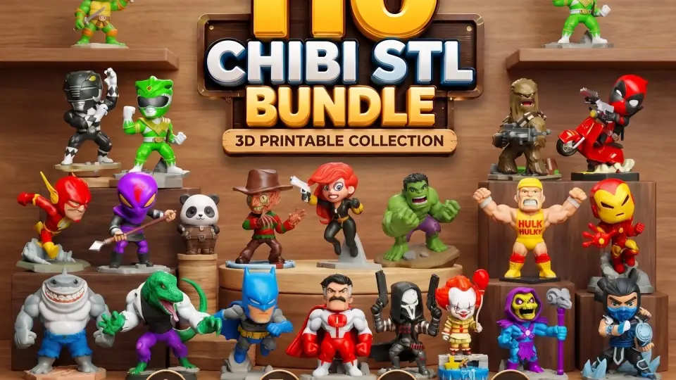 Paquete de 110 figuras Chibi STL - Miniaturas para imprimir en 3D