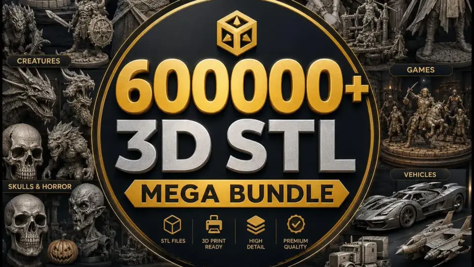 Paquete gigante de más de 600.000 archivos STL 3D para impresión