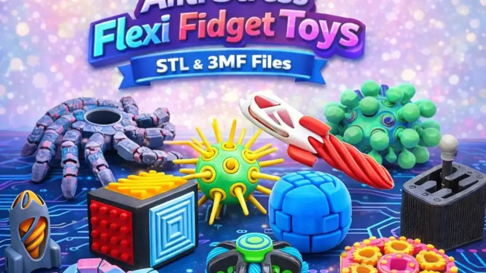 Paquete de 300 juguetes flexibles Fidget en archivos STL y 3MF - Modelos 3D