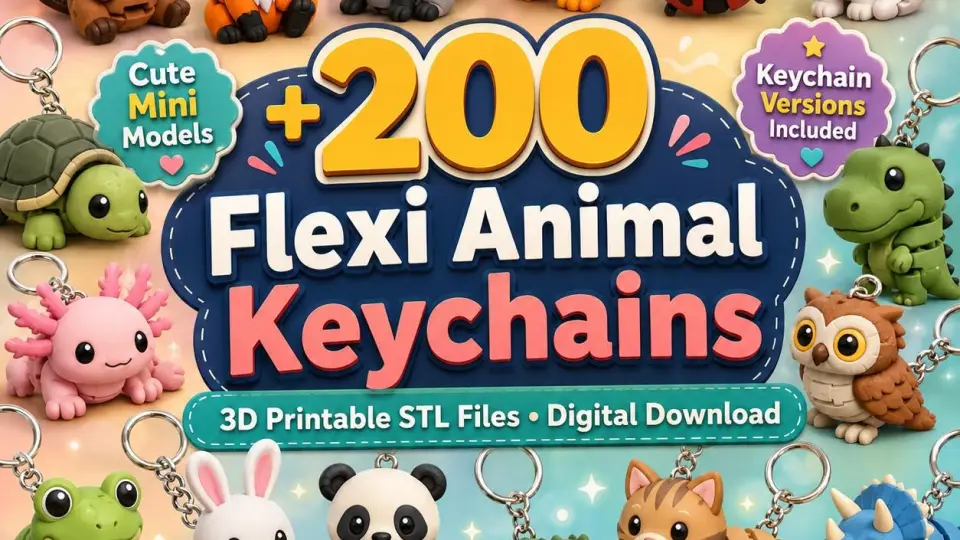 Más de 200 llaveros articulados de animales flexibles - Archivos STL 3D