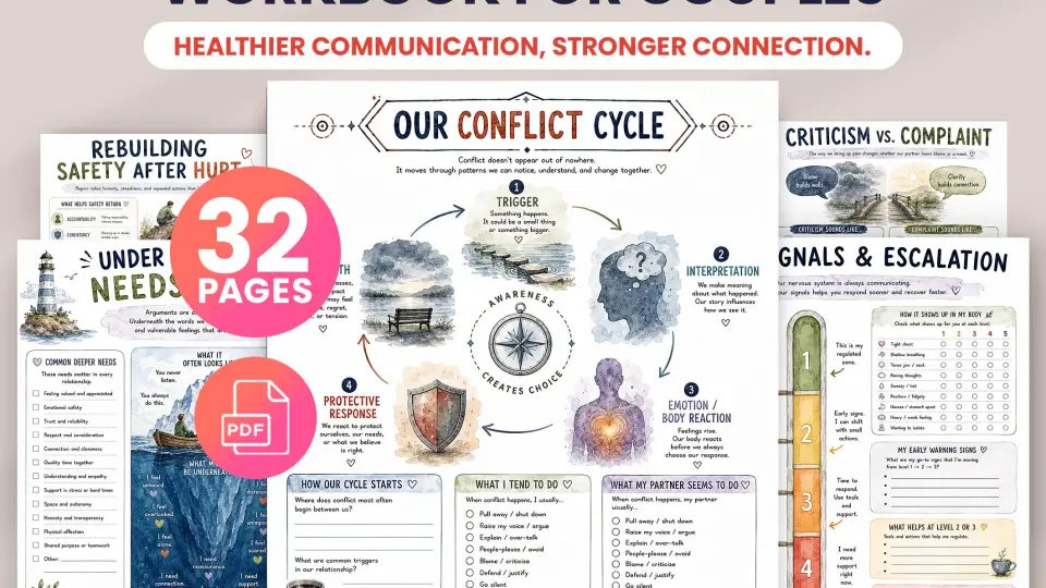 Cuaderno de trabajo para terapia de pareja: resolución de conflictos y comunicación