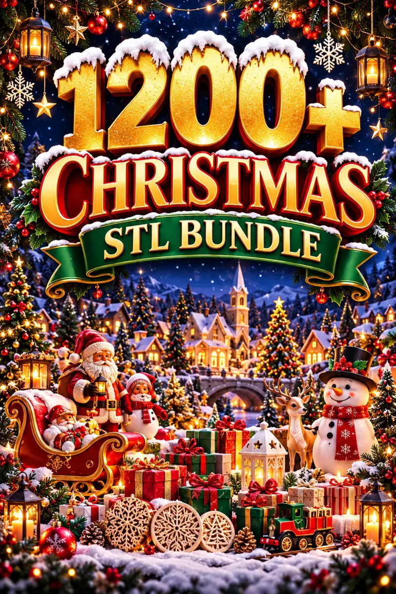 Pack STL Navidad 1200+ Diseños | Archivos Impresión 3D | Decoración, Adornos, Figuras y Cortadores