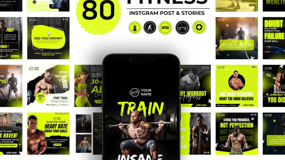 Plantillas de publicaciones de Instagram para fitness, gimnasios y entrenadores personales en Canva