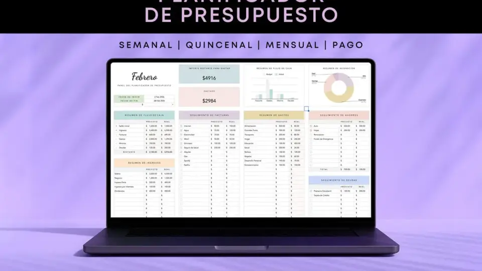 Planificador de Presupuesto Mensual en Google Sheets | Rastreador de Gastos | Finanzas Personales