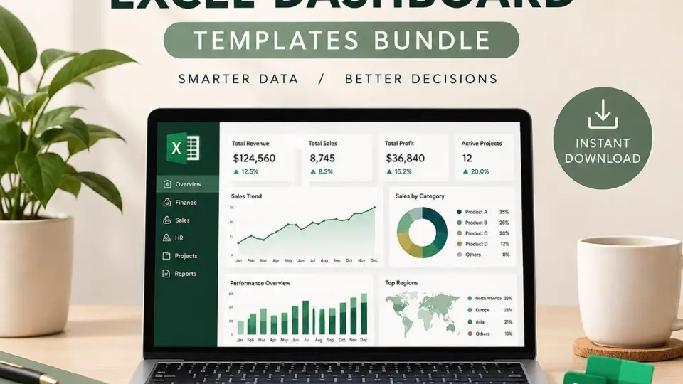 Paquete de más de 20.000 plantillas de paneles de control de Excel (KPI, finanzas, ventas y RR. HH.)