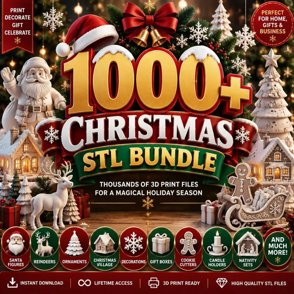 Paquete de archivos STL navideños - Más de 1000 modelos 3D, STL y 3MF