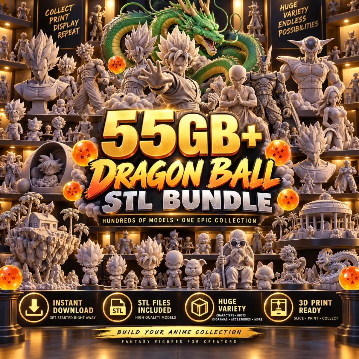 Paquete de archivos STL de Dragon Ball +55 GB - Figuras, Bustos y Dioramas 3D