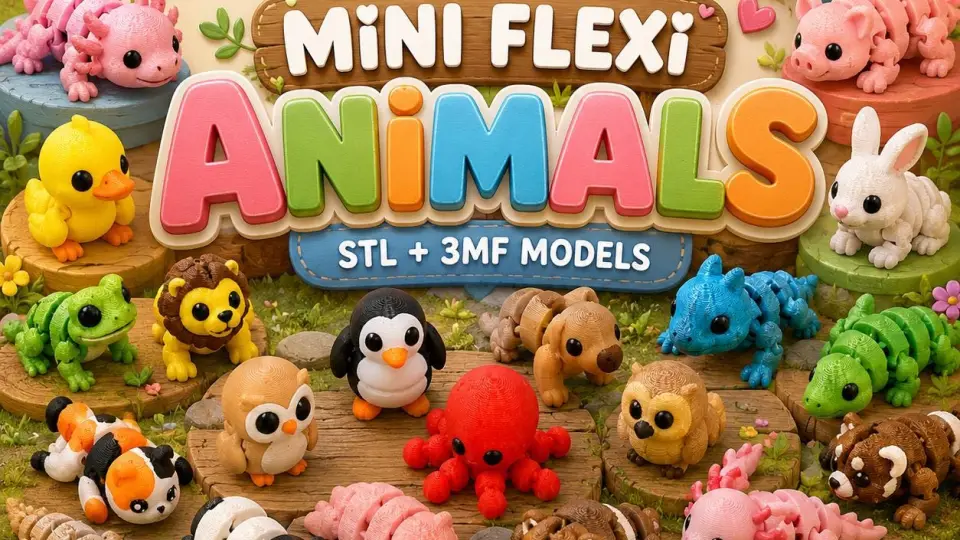 Flexi mini Animals: más de 200 modelos 3D en paquete STL y 3MF