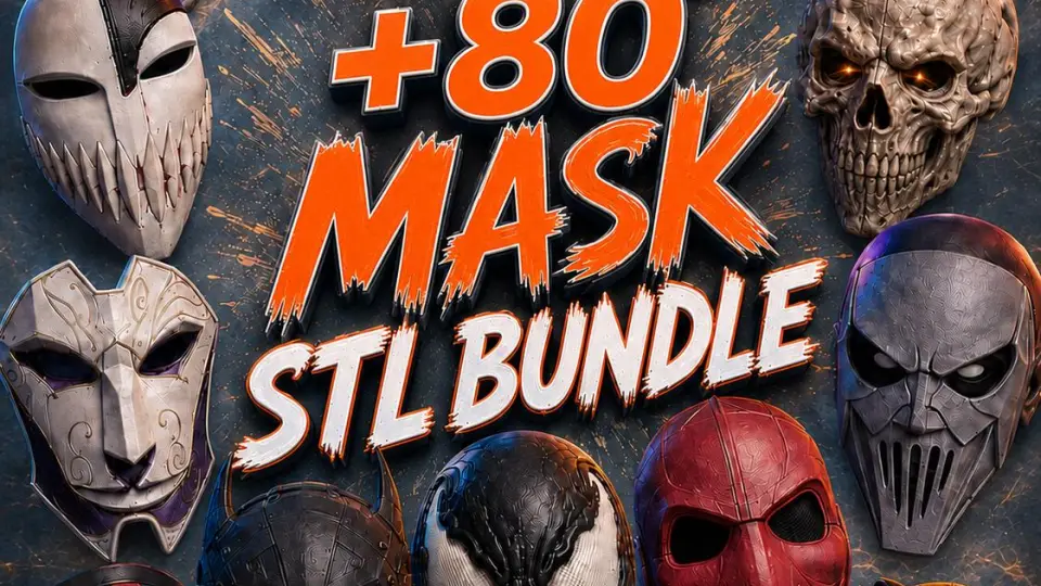Paquete de más de 80 máscaras STL para impresión 3D: Cosplay, Terror y Fantasía