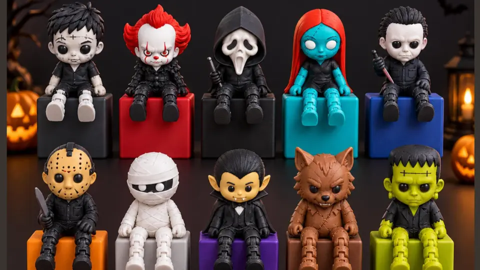 10 figuras articuladas de personajes de Halloween en STL y 3MF