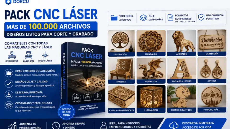 Más de 100.000 diseños CNC y láser listos para imprimir