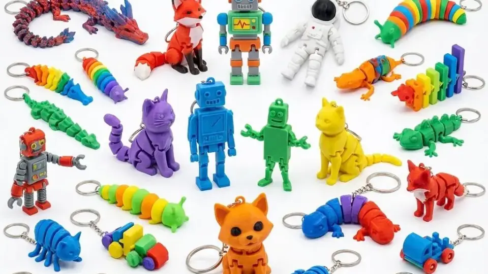 Paquete de +1000 Archivos STL y 3MF de Llaveros Articulados y Mini Animales Flexibles