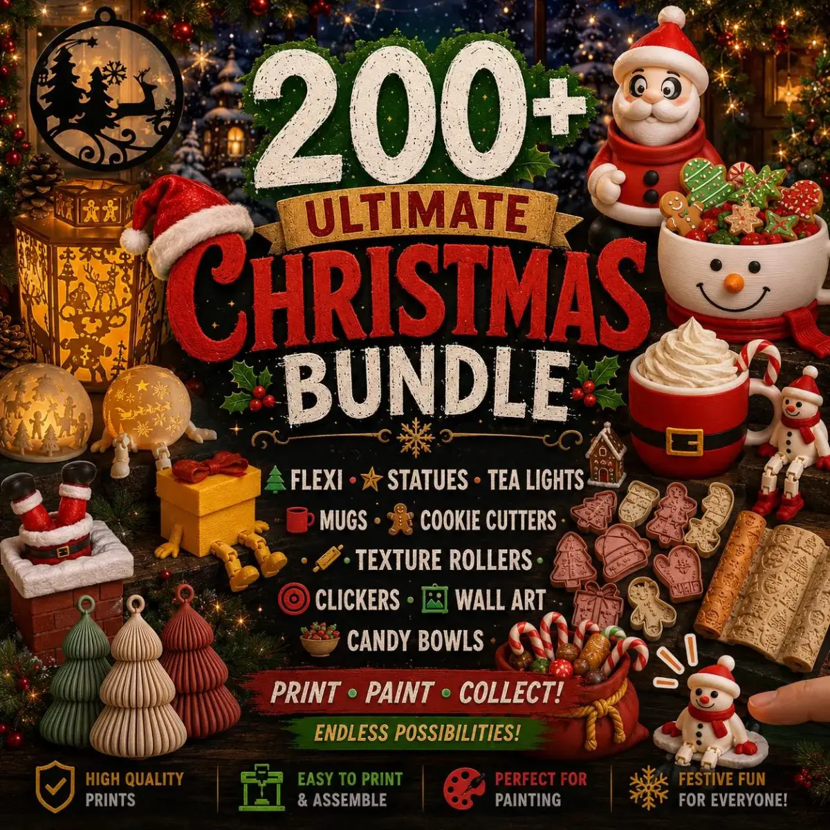 Paquete de más de 200 archivos STL navideños para impresión 3D