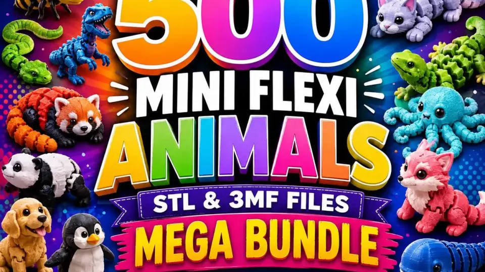 500 Archivos STL y 3MF de Mini Animales Flexi y Articulados 3D